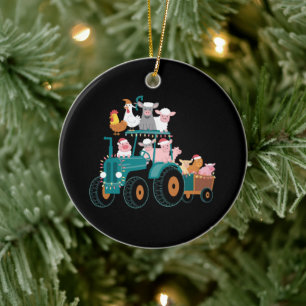 Weihnachts-Traktor-Farm Lustiger Urlaub  Keramik Ornament