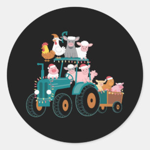 Weihnachts-Traktor-Farm Lustiger Urlaub Runder Aufkleber