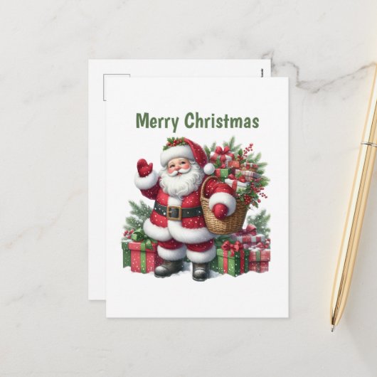 Weihnachts-Traktor Feiertagspostkarte (Vorderseite/Rückseite Beispiel)
