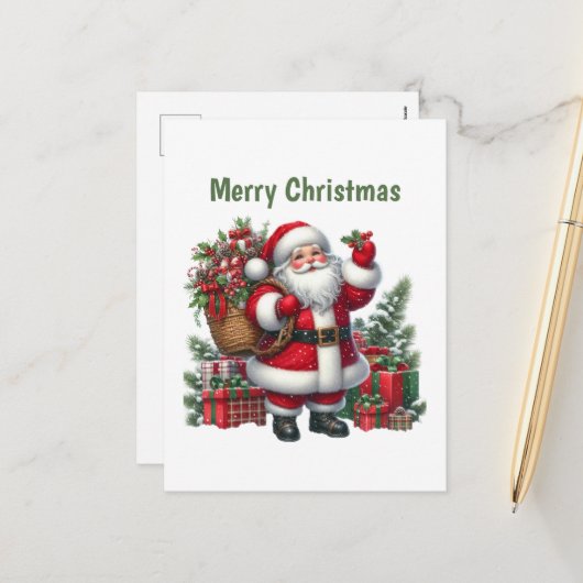 Weihnachts-Traktor Feiertagspostkarte (Vorderseite/Rückseite Beispiel)