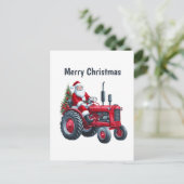 Weihnachts-Traktor Feiertagspostkarte (Stehend Vorderseite)