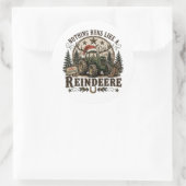 Weihnachts-Traktor-Rentiere Runder Aufkleber (Tasche)