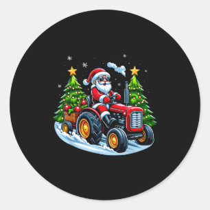 Weihnachts-Traktor-Santa-Weihnachten-Landwirtschaf Runder Aufkleber