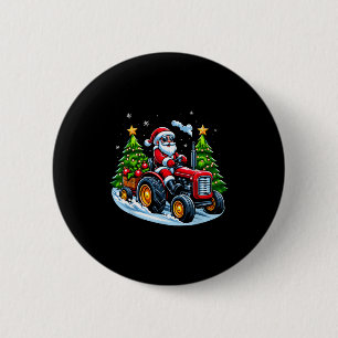 Weihnachts-Traktor Santa Xmas Bauernhof LKW Männer Button