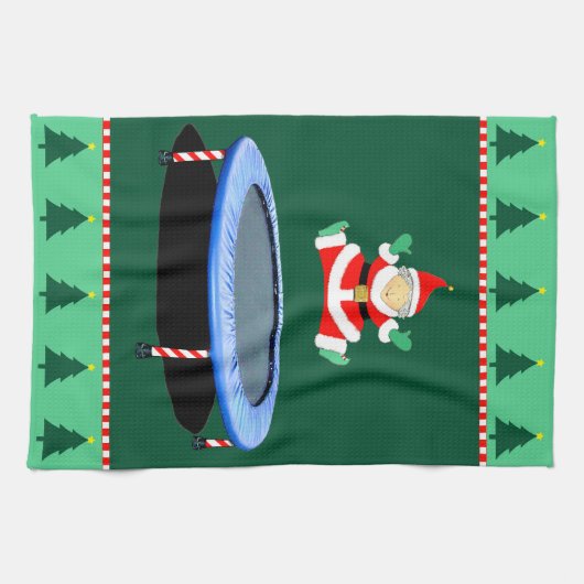 Weihnachts-Trampolin Frau Claus Geschirrtuch (Horizontal)