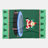 Weihnachts-Trampolin Weihnachtsmann Geschirrtuch (Horizontal)