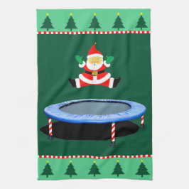 Weihnachts-Trampolin Weihnachtsmann Geschirrtuch