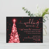 Weihnachts-Tree Red Black Wedding Details Card Einladung (Stehend Vorderseite)