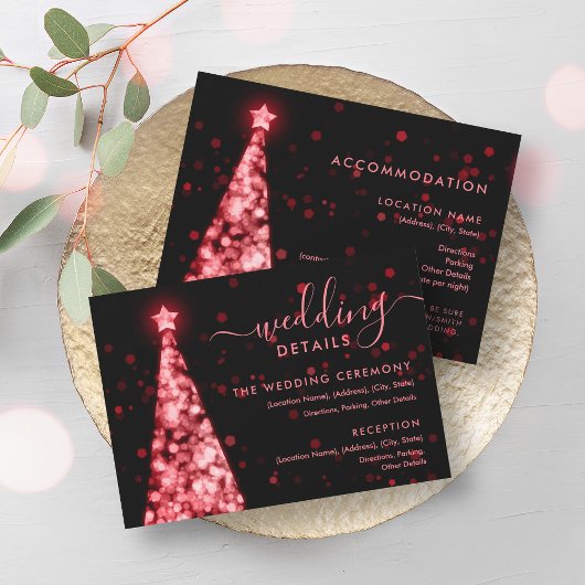 Weihnachts-Tree Red Black Wedding Details Card Einladung