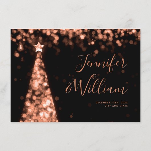 Weihnachts-Tree-Rose Gold-Hochzeit Dankeschön-Kart Begleitkarte (Rückseite)