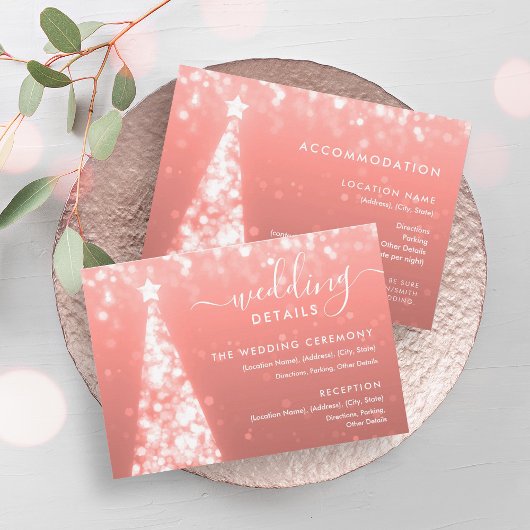 Weihnachts-Tree-Rose Gold Wedding Details Card Einladung