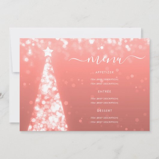 Weihnachts-Tree-Rose Gold Wedding Menu Einladung (Rückseite)