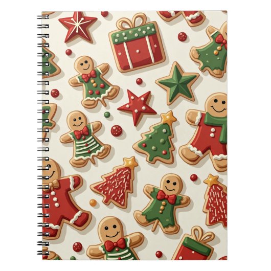 Weihnachts-Tree-Star-Cookies-Muster-Notebook Notizblock (Vorderseite)