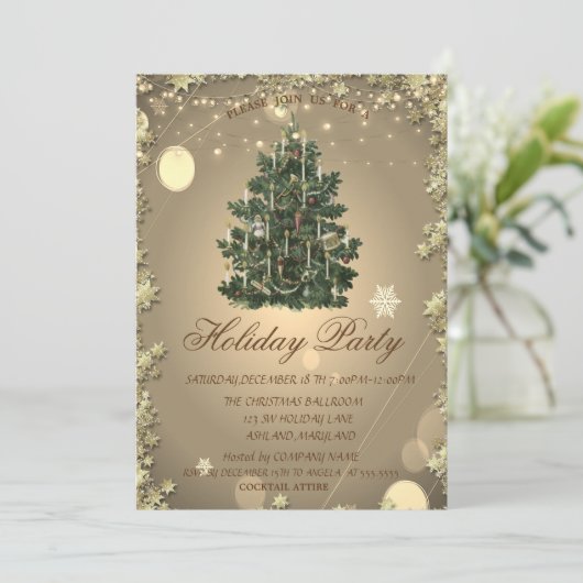 Weihnachts-Tree-Stars Feierliche Einladung (Stehend Vorderseite)