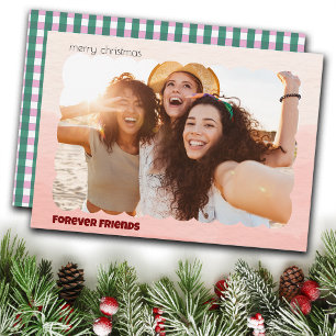 Weihnachts-Trendy-Karo-Fotos auf individuellen Fei Feiertagskarte