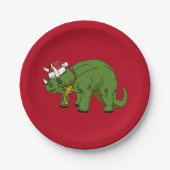Weihnachts Triceratops Dinosaur Papierplatte Pappteller (Vorderseite)
