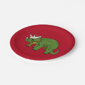 Weihnachts Triceratops Dinosaur Papierplatte Pappteller (Schrägansicht)