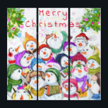 Weihnachts-Triptych-Geschenk Happy Snowmans Party Triptychon<br><div class="desc">Happy Snowmans Frohe Weihnachts-Party Funny Zeichnend Cartoon Snowman Celebration - Wählen / Fügen Sie Ihre einzigartige Text / Schriftart / Farbe - Make Your Special Gift - Neu vergrössern und verschieben oder entfernen und fügen Sie Elemente / Bild mit Anpassungs-Tool! - Zeichn und Design von MIGNED. Sie können meine Designs...</div>