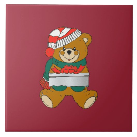 Weihnachts Trivet Teddy Bear Tile Fliese (Vorderseite)