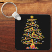 Weihnachts-Trombone-Player Xmas Tree Jazz Music Lo Schlüsselanhänger (Vorderseite)