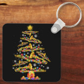 Weihnachts-Trombone-Player Xmas Tree Jazz Music Lo Schlüsselanhänger (Rückseite)