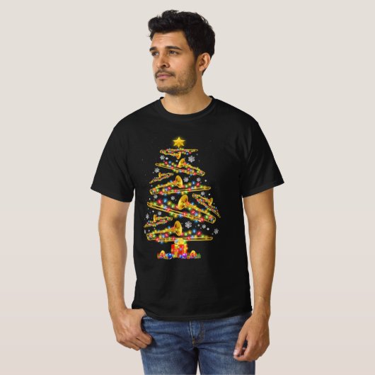 Weihnachts-Trombone-Player Xmas Tree Jazz Music Lo T-Shirt (Vorne ganz)