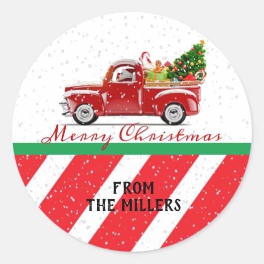 Weihnachts-Truck-Aufkleber Runder Aufkleber (Vorderseite)