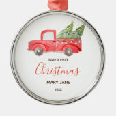 Weihnachts-Truckbaby's First Christmas Ornament Aus Metall (Vorne)
