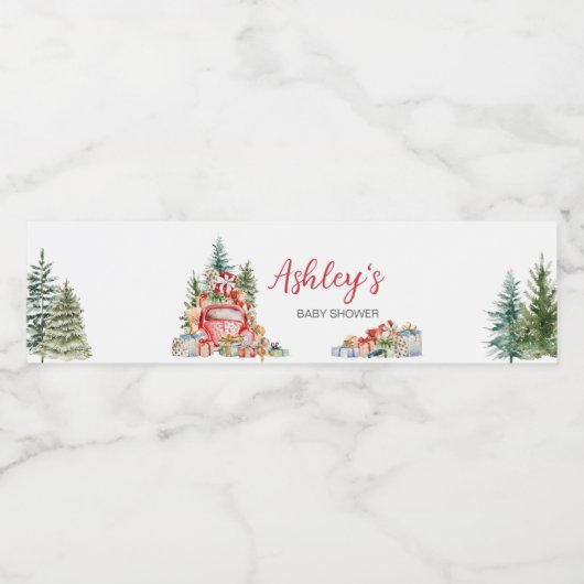 Weihnachts-Truckpaket mit Joy Baby Shower Wasserflaschenetikett (Einzelnes Label)