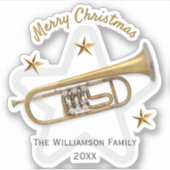 Weihnachts-Trumpet Stars Music Lover's Personalisi Aufkleber (Vorderseite)