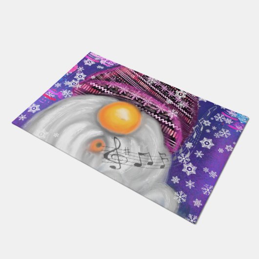 Weihnachts-Türmchen mit Happy Singing Gnome Fußmatte (Schrägansicht)