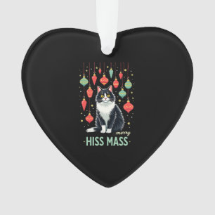 Weihnachts-Tuxedo-Katze mit festlichen Dekoratione Ornament