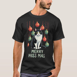 Weihnachts-Tuxedo-Katze mit festlichen Dekoratione T-Shirt