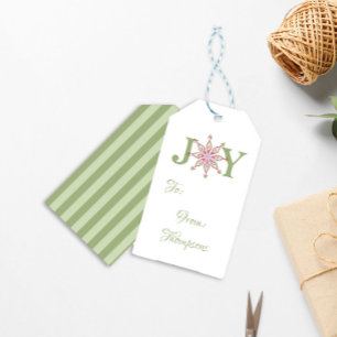Weihnachts-Typografie Freuden-Schneeflocke Feierta Geschenkanhänger
