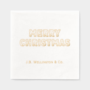 Weihnachts-Typografie-Unternehmen Name Servietten Mit Folie