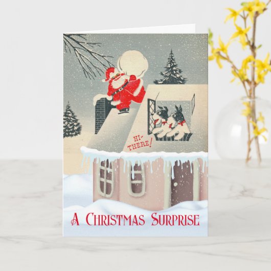 Weihnachts-Überraschung mit Weihnachtsmann und Fox Karte (Gelbe Blume)