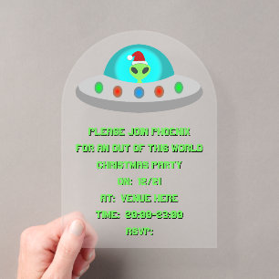 Weihnachts-UFO Ho Ho Alien fliegende Untertasse Cu Acryleinladungen