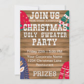 Weihnachts Ugly Sweater Corporate Party Holz Einladung (Vorderseite)