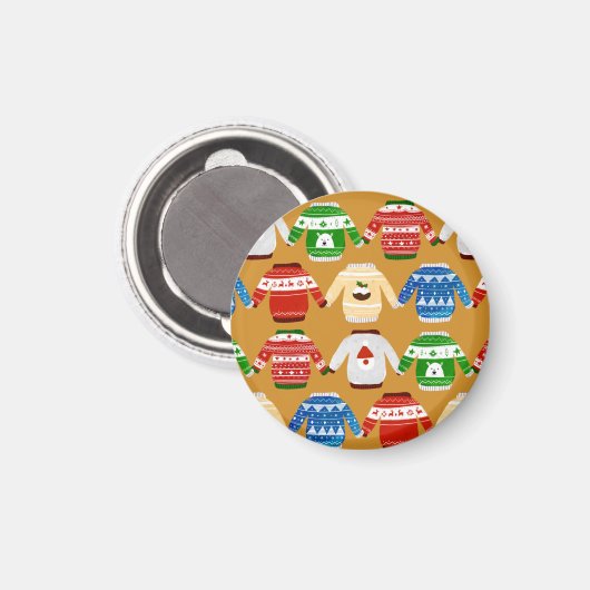 Weihnachts Ugly Sweater Gold Magnet (Vorderseite/Rückseite)