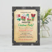 Weihnachts Ugly Sweater Jumper Party Dinner einlad Einladung (Stehend Vorderseite)