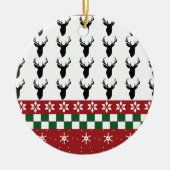 Weihnachts Ugly Sweater Muster Snowflake Hirsch Keramik Ornament (Vorne)