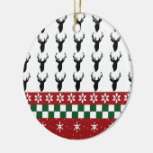 Weihnachts Ugly Sweater Muster Snowflake Hirsch Keramik Ornament (Links)