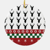 Weihnachts Ugly Sweater Muster Snowflake Hirsch Keramik Ornament (Hinten)
