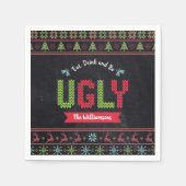 Weihnachts Ugly Sweater Nordic Strick Name Chalkbo Serviette (Vorderseite)