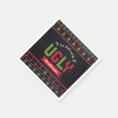 Weihnachts Ugly Sweater Nordic Strick Name Chalkbo Serviette (Ecke)