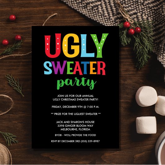 Weihnachts Ugly Sweater Office Adult Party Einladung