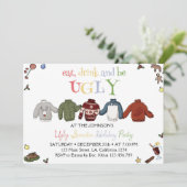 Weihnachts Ugly Sweater Party Einladung (Stehend Vorderseite)