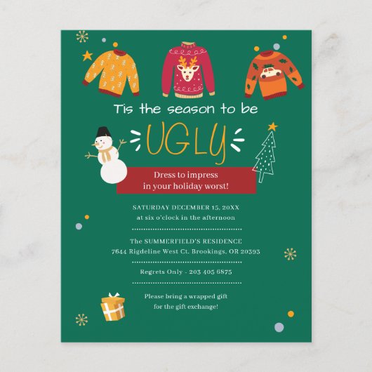 Weihnachts Ugly Sweater Party Einladung (Vorderseite)