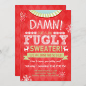 Weihnachts Ugly Sweater Party Fugly Sweater Red Einladung (Vorne/Hinten)