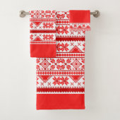 Weihnachts Ugly Sweater skandinavisches Muster Badhandtuch Set (Insitu)